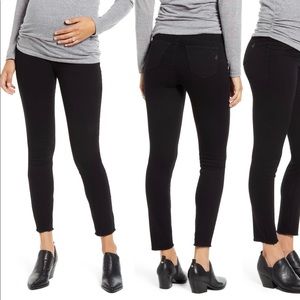 1822 maternity frayed black skinny jeans